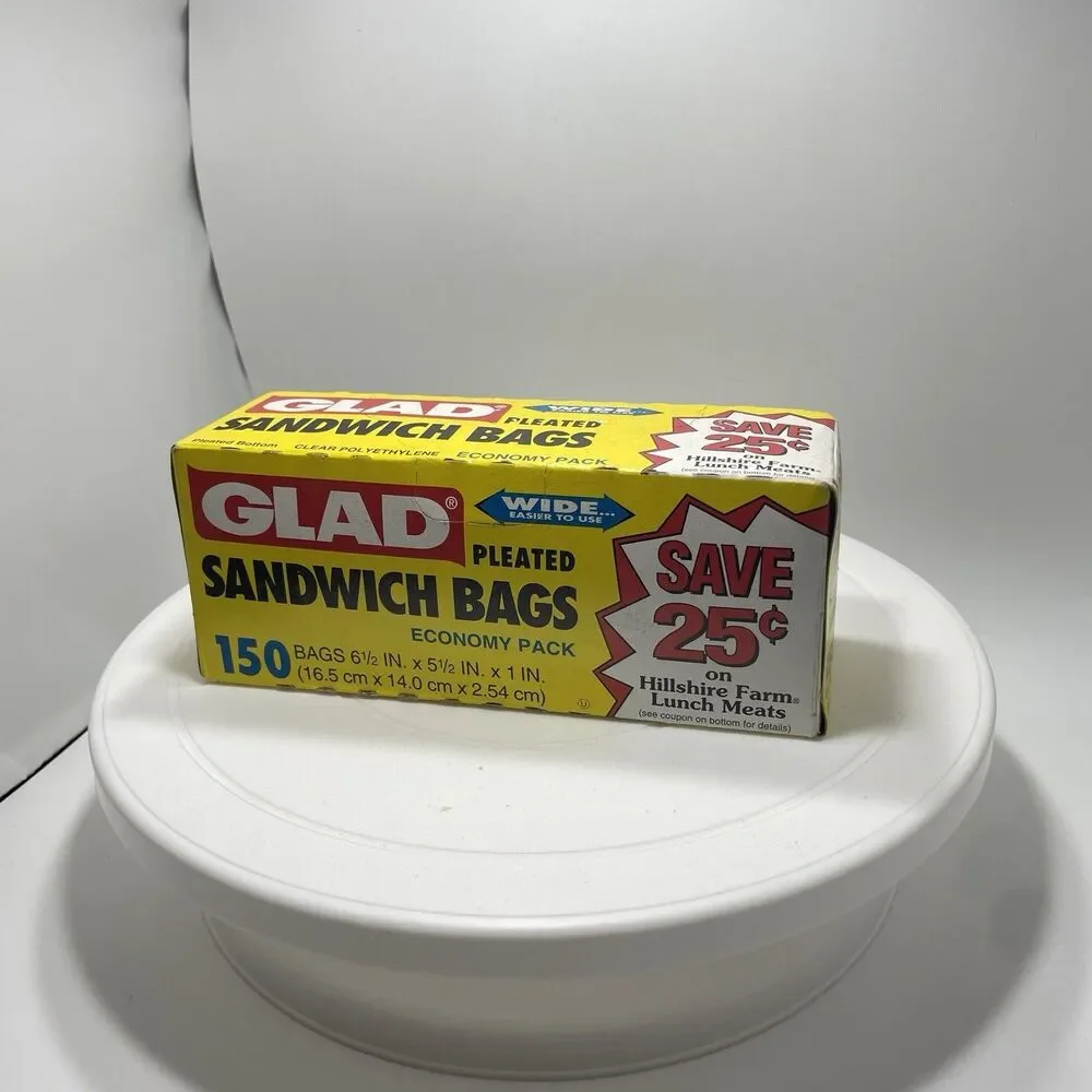 Vintage Glad Pleated Sandwich Bags Economy Pack 150 Count Box NOS